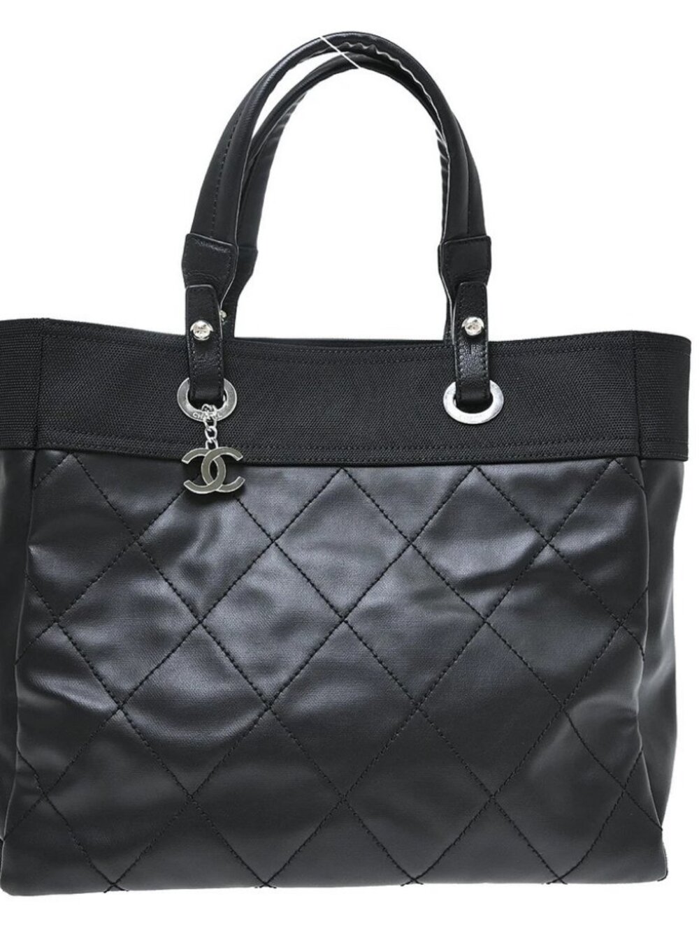 Chanel Black Coated Canvas Paris-Biarritz MM Tote Handbag